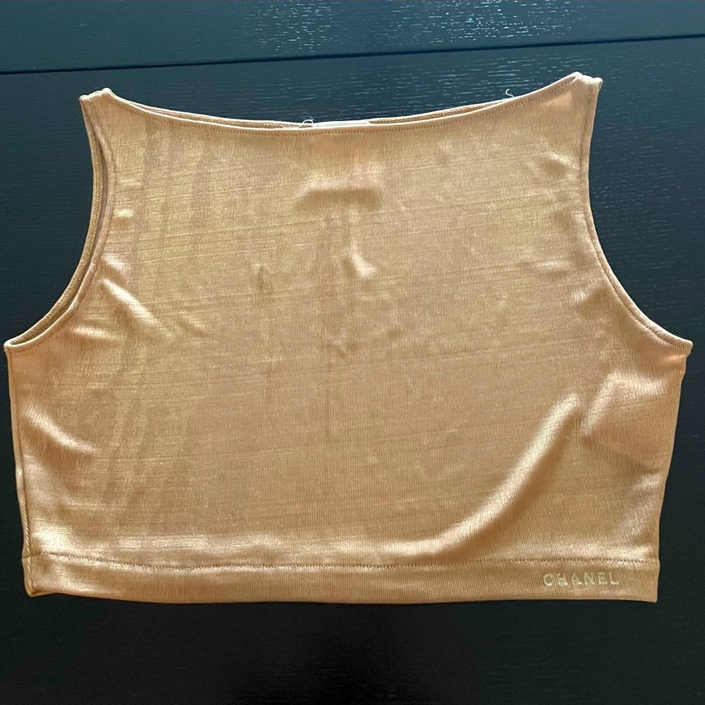 VINTAGE CHANEL RARE golden shimmery Crop TOP